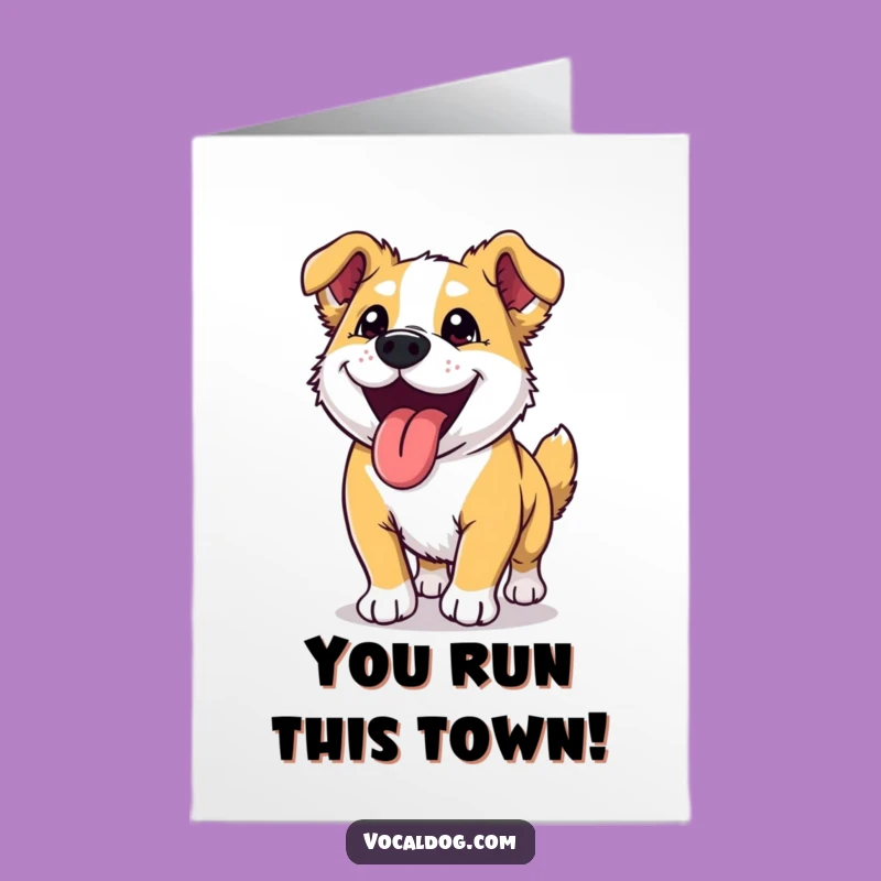Free Printable Congrats Card: Happy Dog Run - Perfect Downloadable Gift