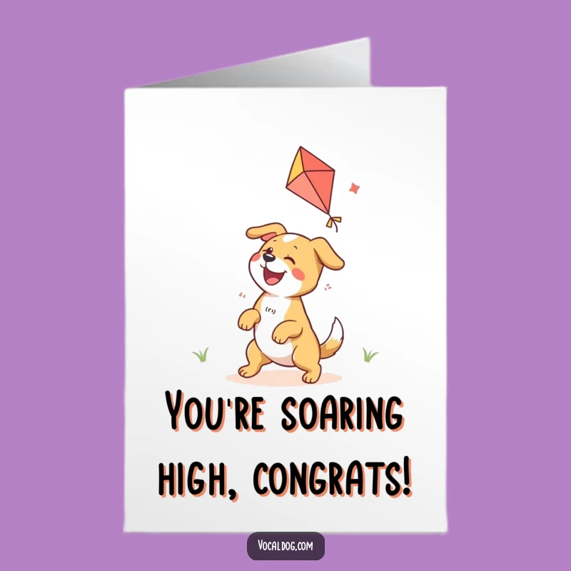 Free Printable Congrats Card: Dog Kite - Your Funny Downloadable Gift!