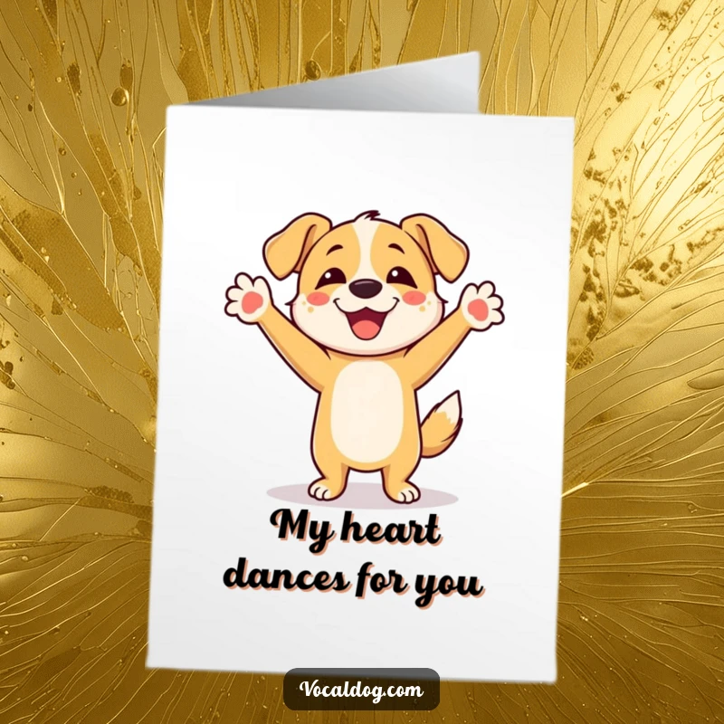 Funny Free Printable Thank You Card: A dog happily dances with paws in the air, a downloadable expression of joy and thanks.