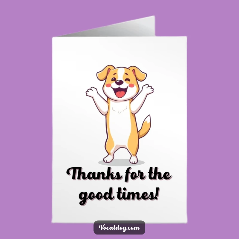 Free Printable Thank You Card: Amusing Dancing Dog, Downloadable & Print at Home Gratitude