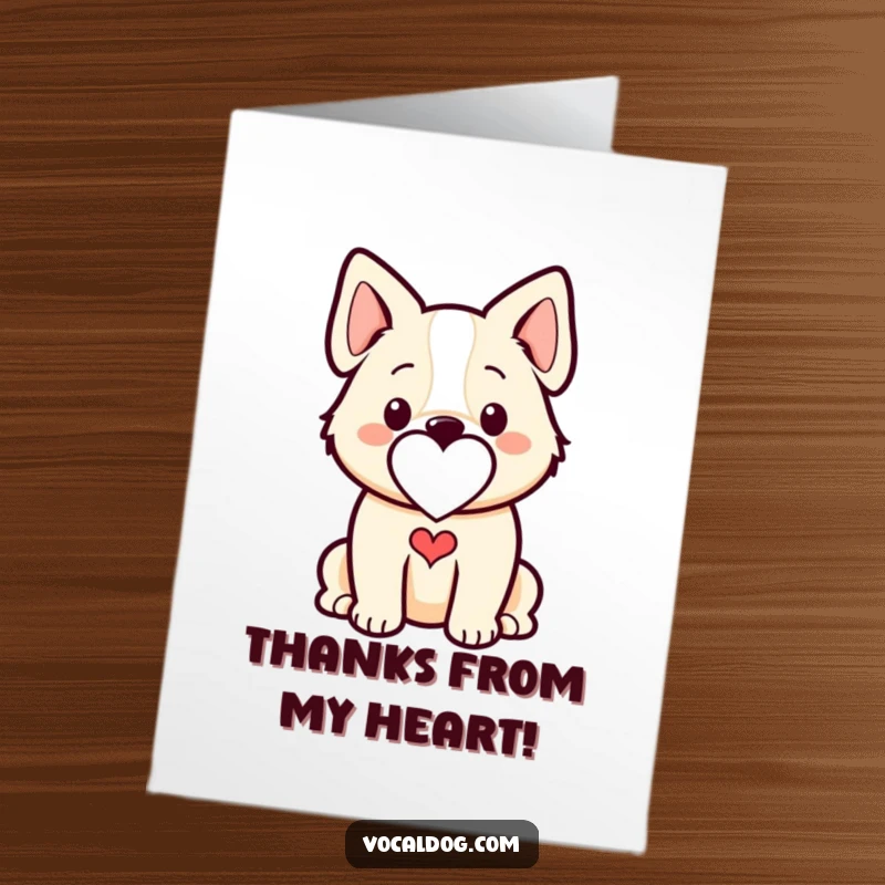 Funny Free Printable Thank You Card: A stylized dog outline with a heart shape elegantly integrated, conveying deep appreciation.