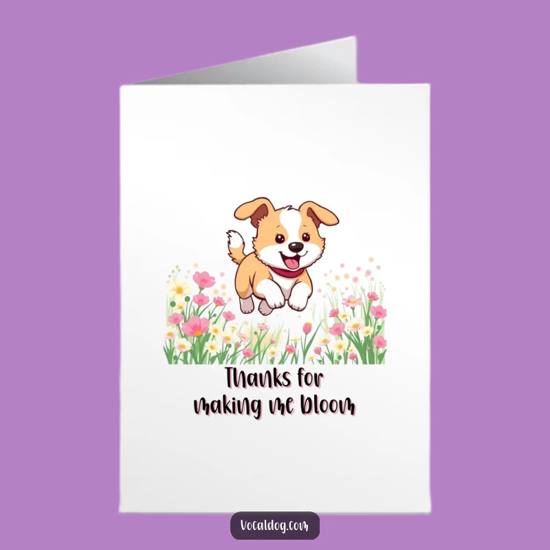 Free Printable Thank You Card: Dog in Flowers, Cheerful Downloadable Gift
