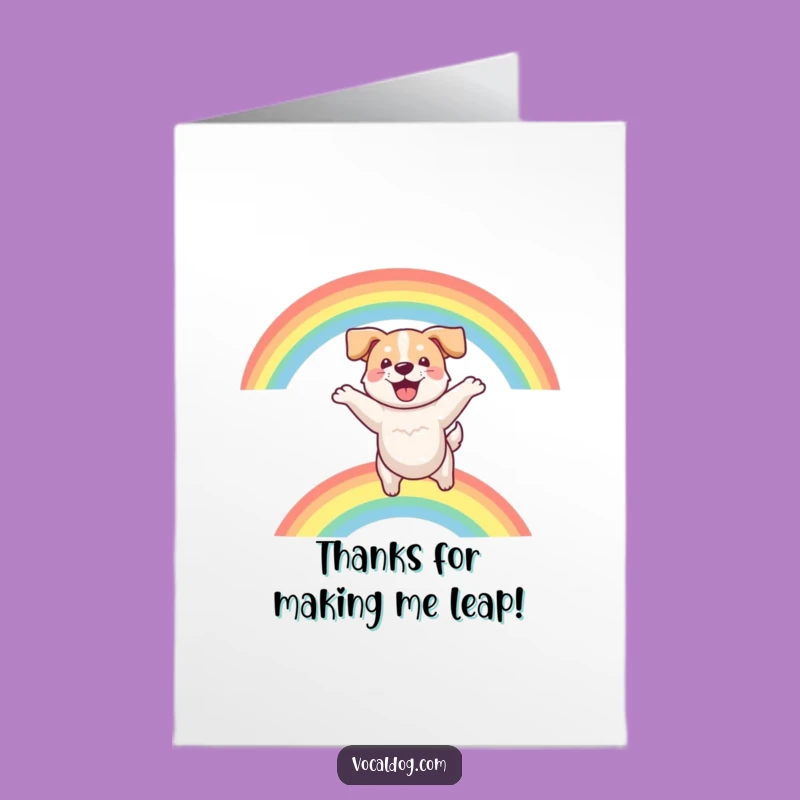 Free Printable Thank You Card: Dog Rainbow Gratitude Funny Downloadable Gift