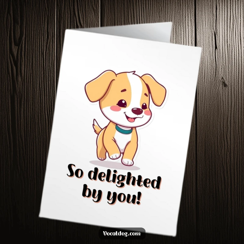 Funny Free Printable Thank You Card showing a dog with floppy ears prancing happily with pure delight.