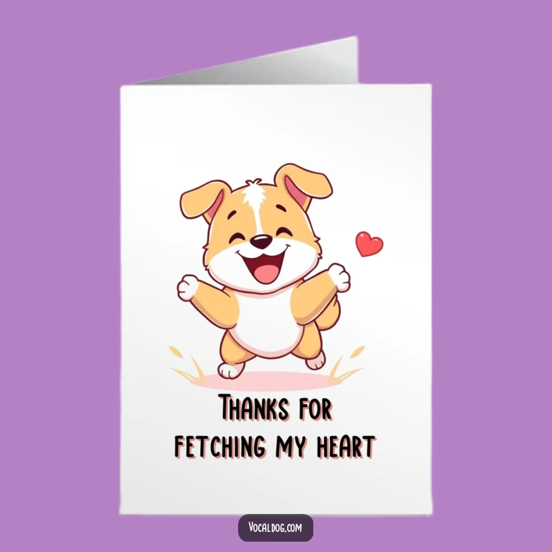 Free Printable Thank You Card: Funny Happy Dog Fetching, Grateful Downloadable Gift