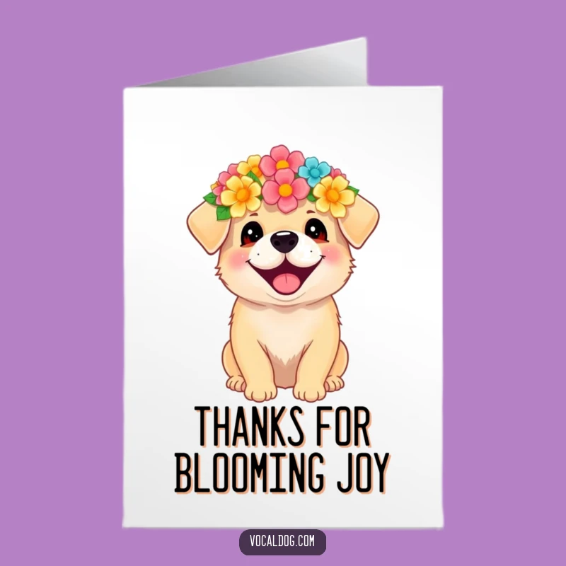 Free Printable Thank You Card: Grateful Flower Dog for Kind Downloadable Gift