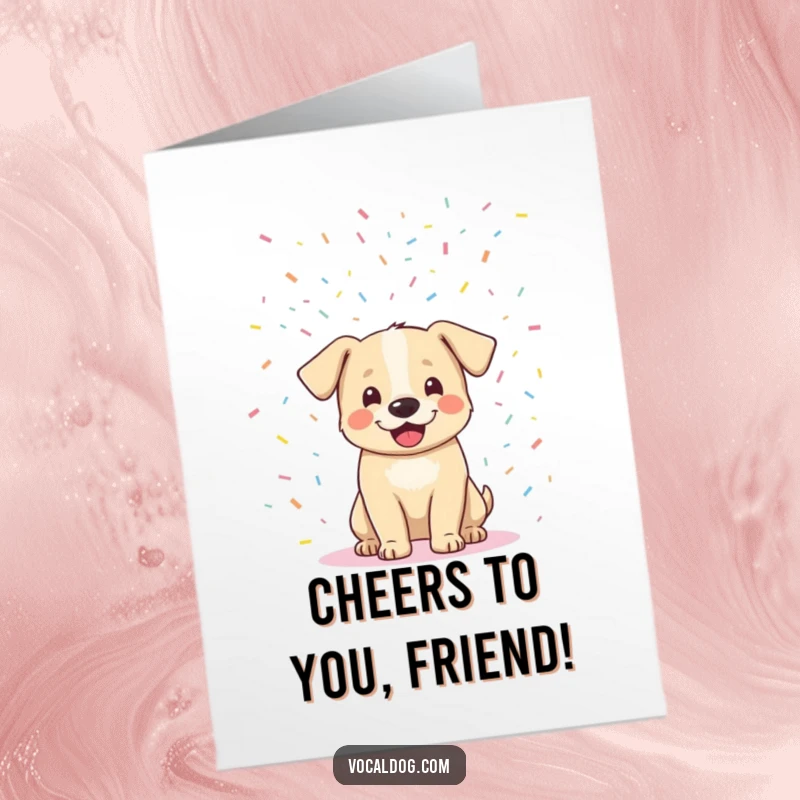 Funny Free Printable Thank You Card: A dog is absolutely ecstatic, showered in confetti, expressing pure, unadulterated gratitude. Easy to print.