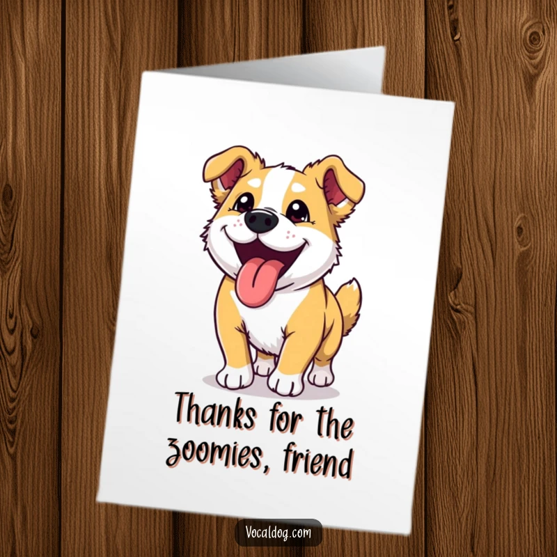 Funny Free Printable Thank You Card: Exhilarated dog with tongue lolling out, happy and content.