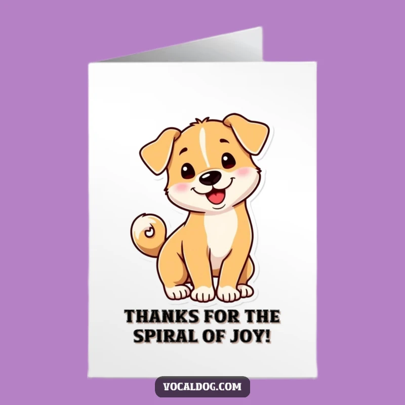 Free Printable Thank You Card: Spiraled Tail Dog Gratitude, Print at Home Joy