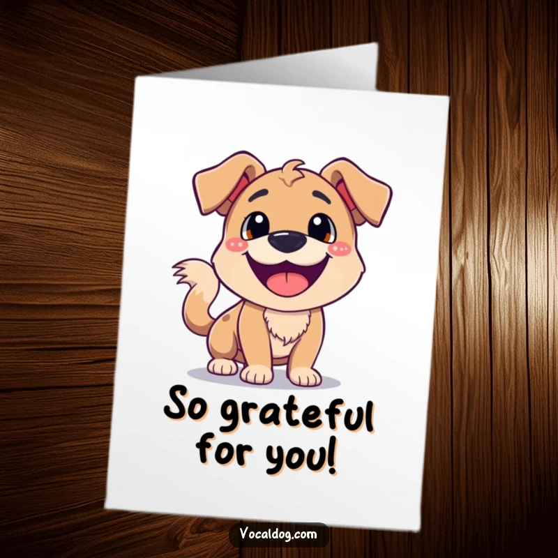 Free Printable Thank You Card: A dog's face is split with a huge smile and its tail is a blur.