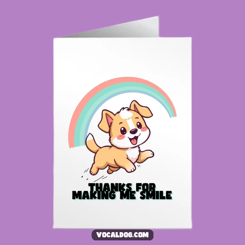Free Printable Thank You Card: Dog Chasing Rainbow Funny Downloadable Gift