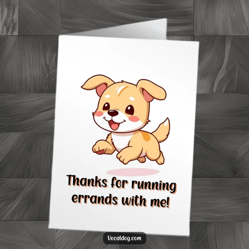 Funny Free Printable Thank You Card: A dog runs with pure joy, its ears flapping dynamically in the wind.