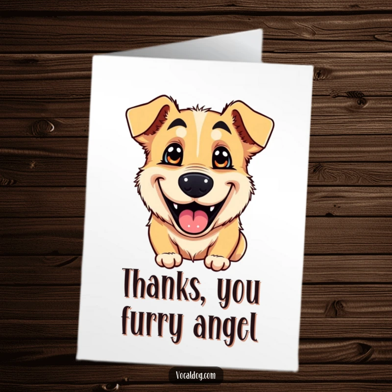 Funny Free Printable Thank You Card featuring a dog with the biggest, goofiest grin and joyful, shining eyes.