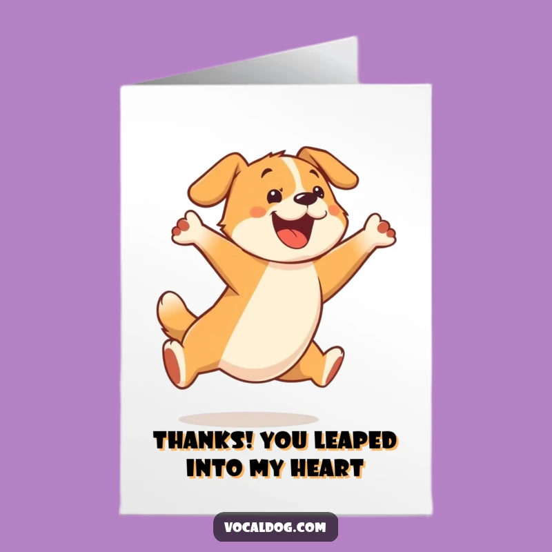 Free Printable Thank You Card: Happy Dog Jump, Grateful Downloadable Cheer