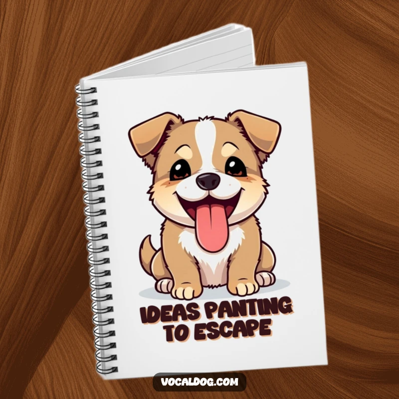 Funny notebook featuring a happy dog panting with its tongue lolling out, perfect for journaling joyful moments.