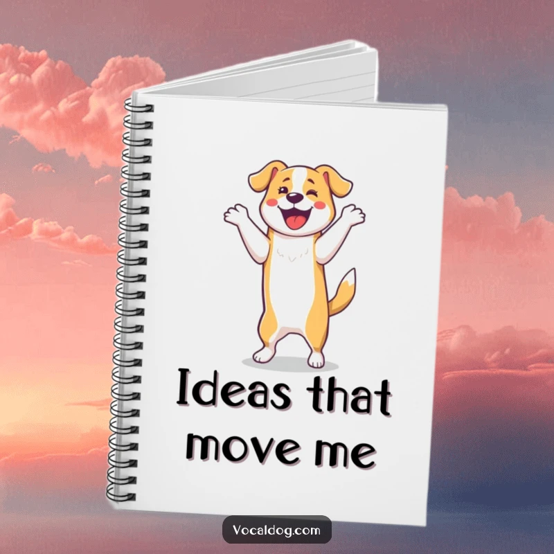 Funny Notebook: A dog doing a joyful happy dance on its hind legs. This funny journal is perfect for notes and inspiration.