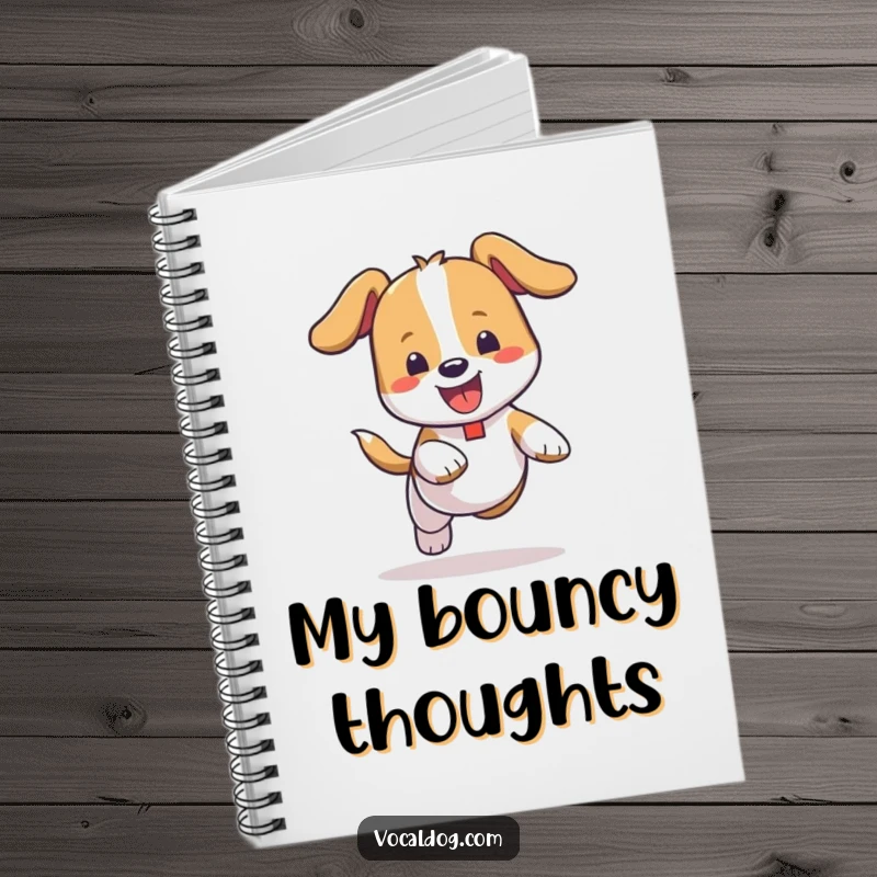 Funny Notebook: A notebook cover featuring a dog happily bouncing with carefree abandon, celebrating pure canine joy and playful energy.