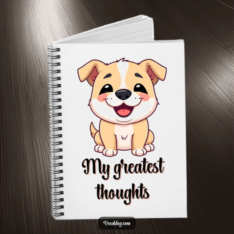 Funny notebook cover featuring a dog offering a friendly slobbery kiss with a charming smile, inspiring affectionate thoughts, stationery gift.