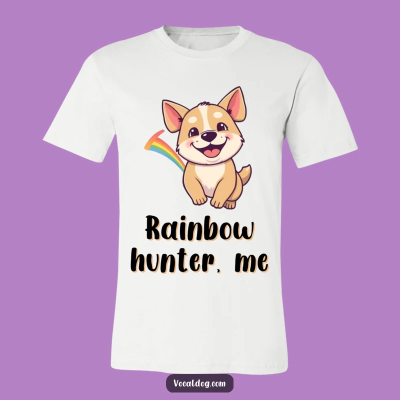 Funny Dog T-Shirt: Goofy Grin Rainbow Chase, Playful Pup Tee, Fun Gift