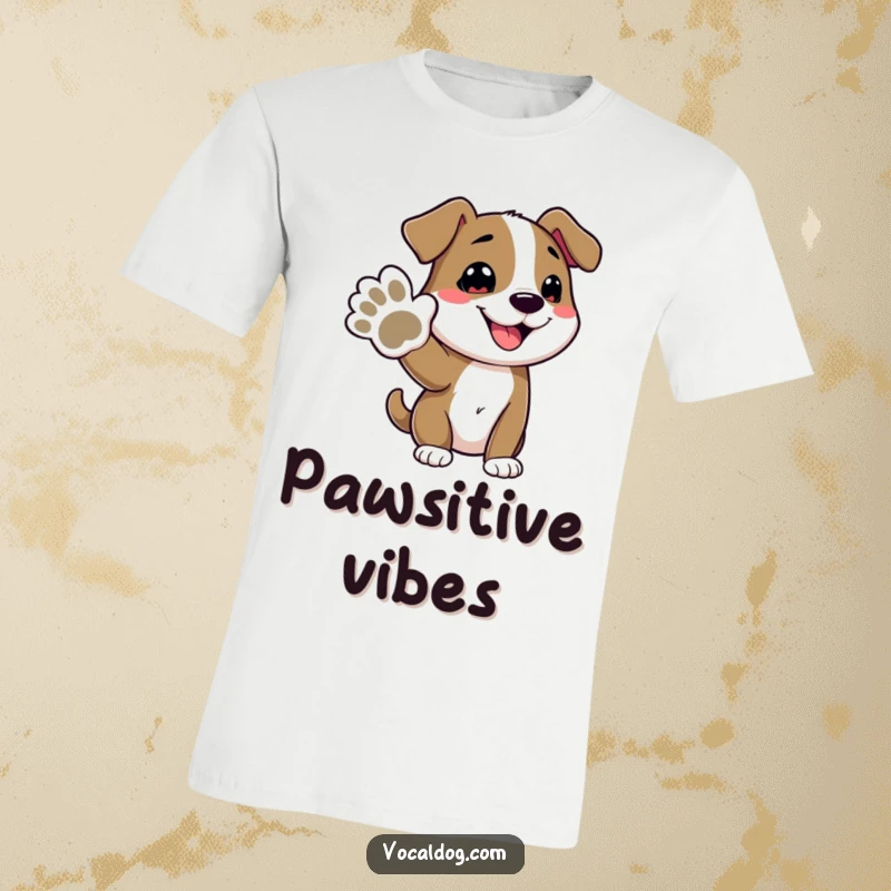 Funny t-shirt showcasing a beaming dog character offering its paw, conveying warmth and a desire for connection, great for dog lovers.
