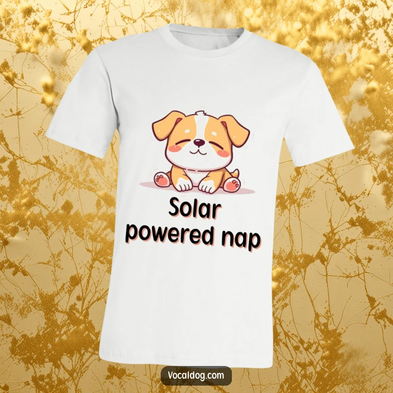 Funny T-Shirt: A dog basking in the sun with eyes closed, radiating pure contentment and peaceful bliss, perfect for relaxation.