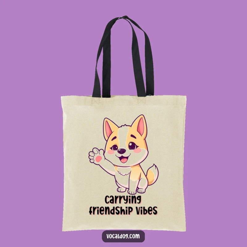 Funny Friendly Dog Tote Bag - Happy Dog's Paw, Carry Friendship, Useful Gift
