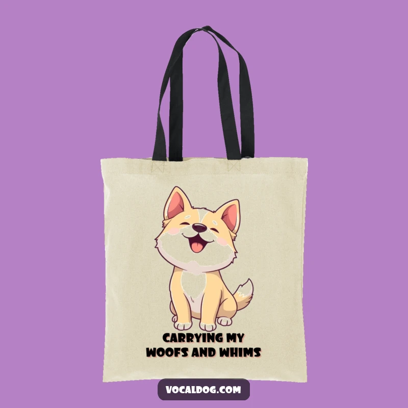 Funny Joyful Woof Dog Tote Bag - Charming & Hilarious Canine Accessory Gift