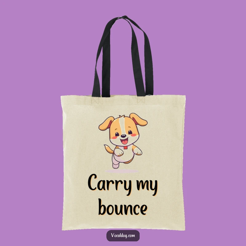 Funny Bouncing Dog Tote Bag: Carry Your Joy, Carefree Design, Great Humorous Gift