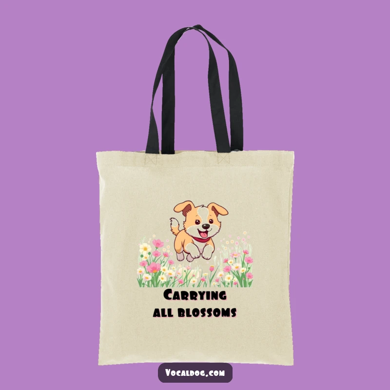 Funny Dog Flowers Tote Bag: Carry Your Sunshine Everywhere