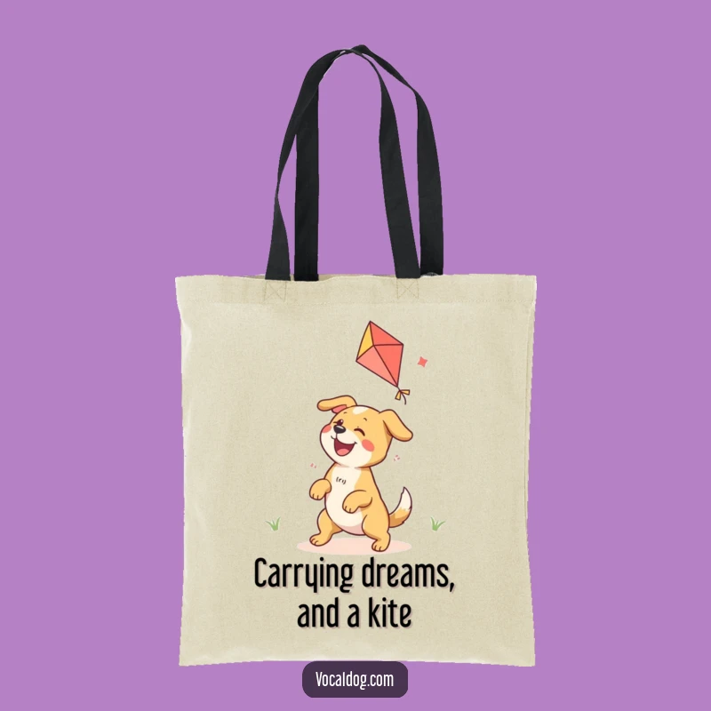 Funny Ecstatic Dog Kite Flying Tote Bag: Carry Your Joy and Essentials Hilariously!