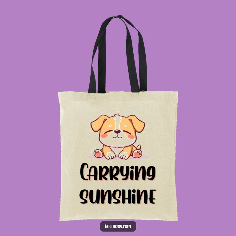 Funny Sunbathing Dog Tote Bag: Carry Your Calm, Content Design, Great Humorous Gift