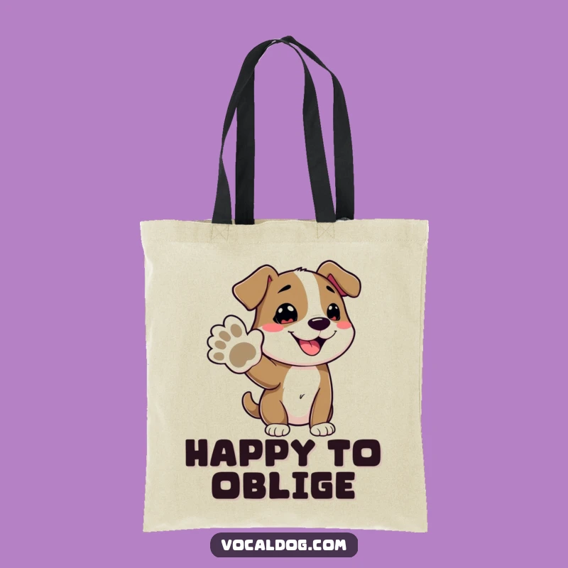 Make errands fun with this funny tote bag depicting a happy dog offering its paw. Spacious and stylish, it's your new favorite accessory.